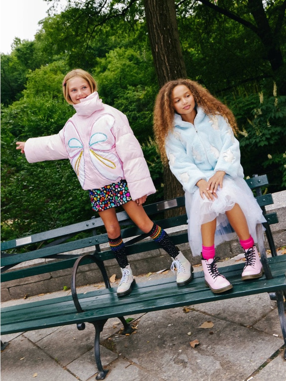 Lola + The Boys Pastel Pink Butterfly magic Sequin Puffer Jacket - Picture 5 of 9